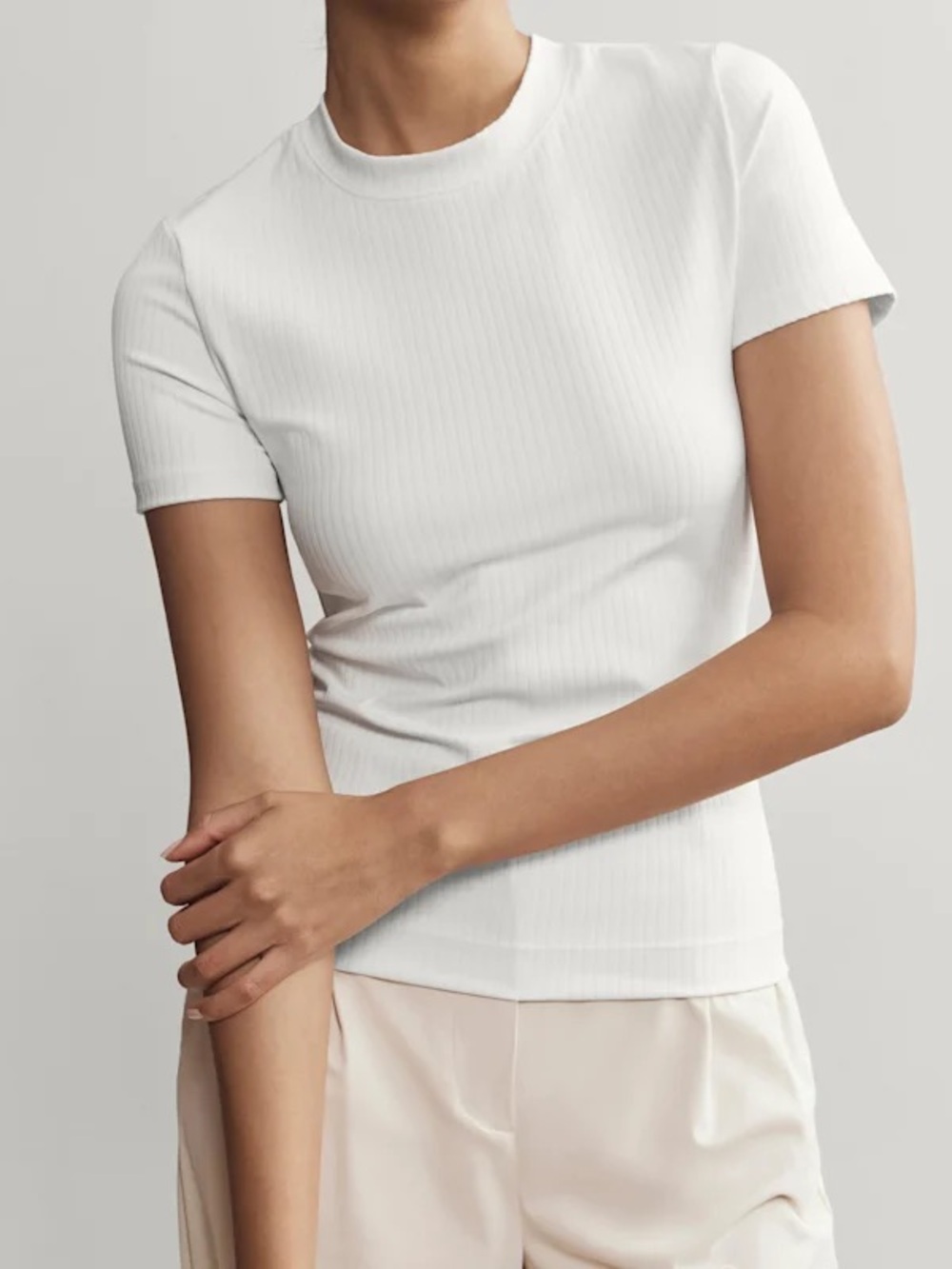 Rhone Modern Rib Tee in White Short Sleeve